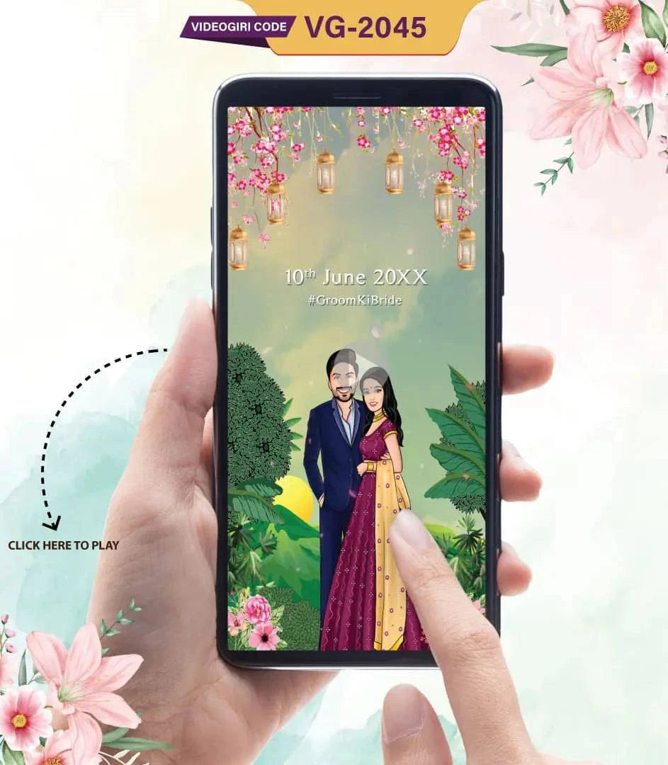 10 Days To Go Wedding Invitation Video | Beautiful Caricature Themed eCard | VG-2045 - VideoGiri