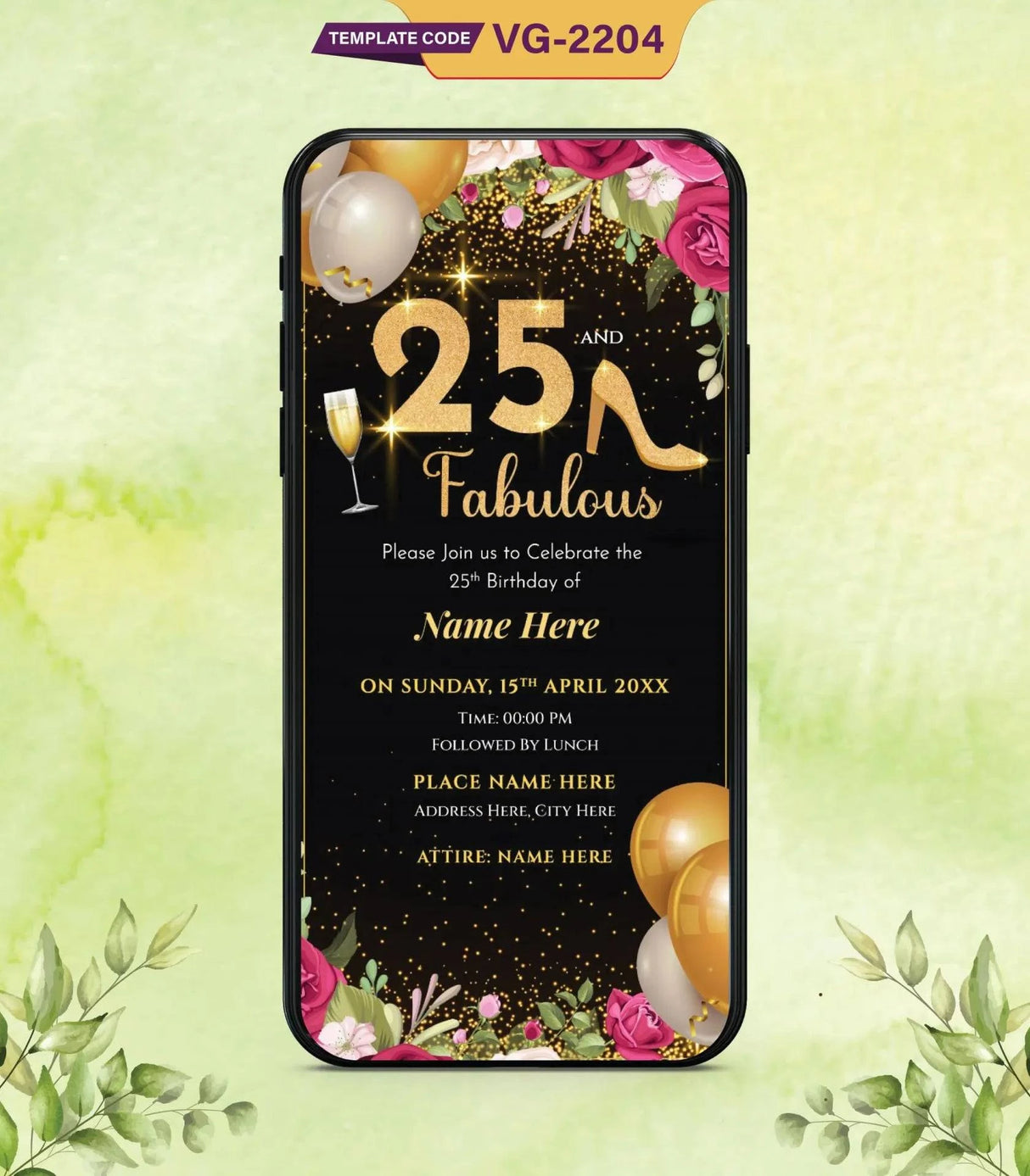 25 & Fabulous Birthday Invitation