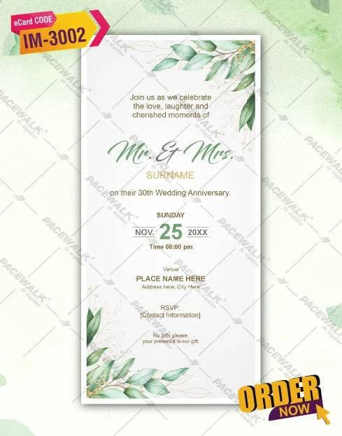 30th Wedding Anniversary Invitation