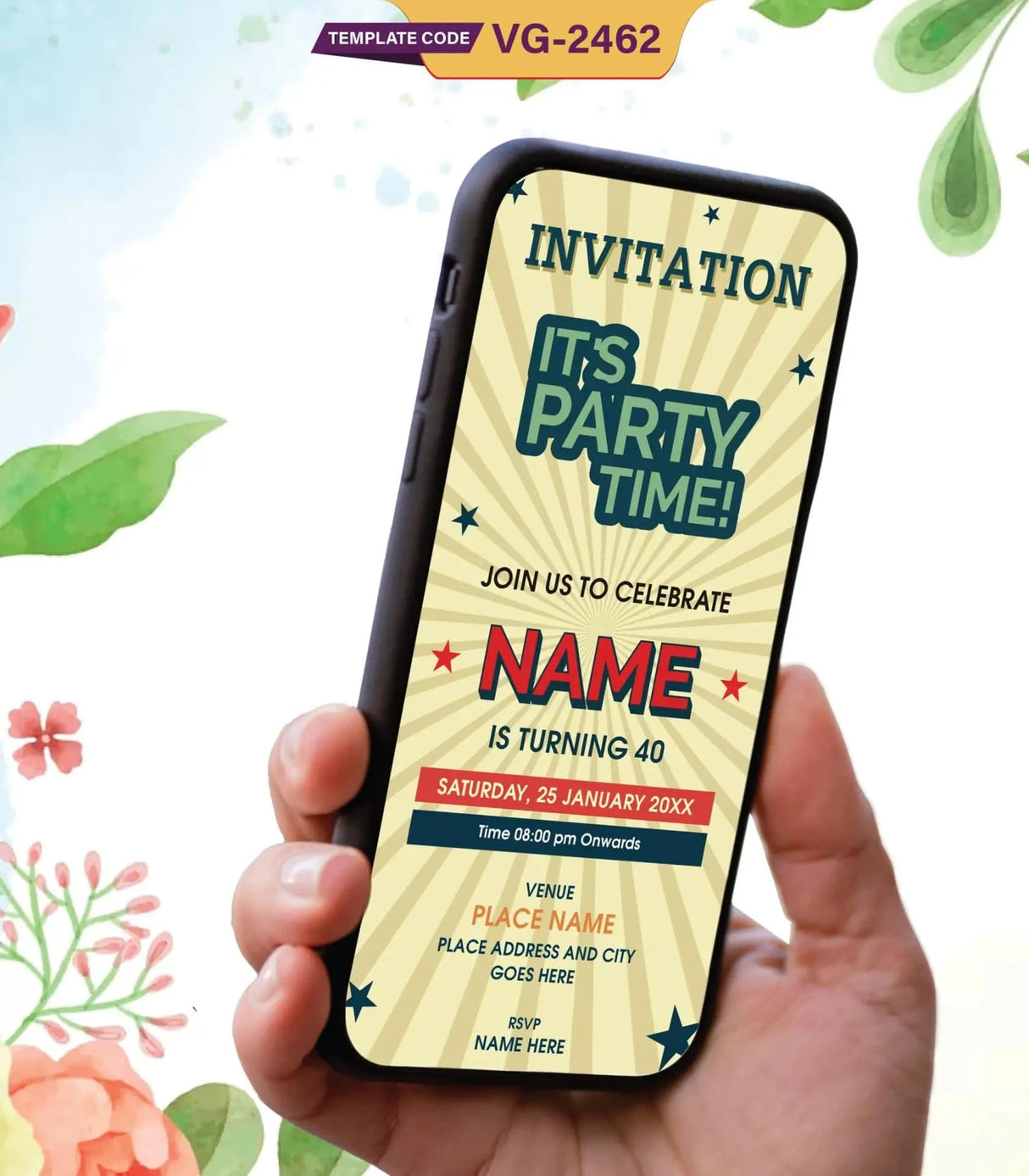 40th Birthday Party Digital Invitation