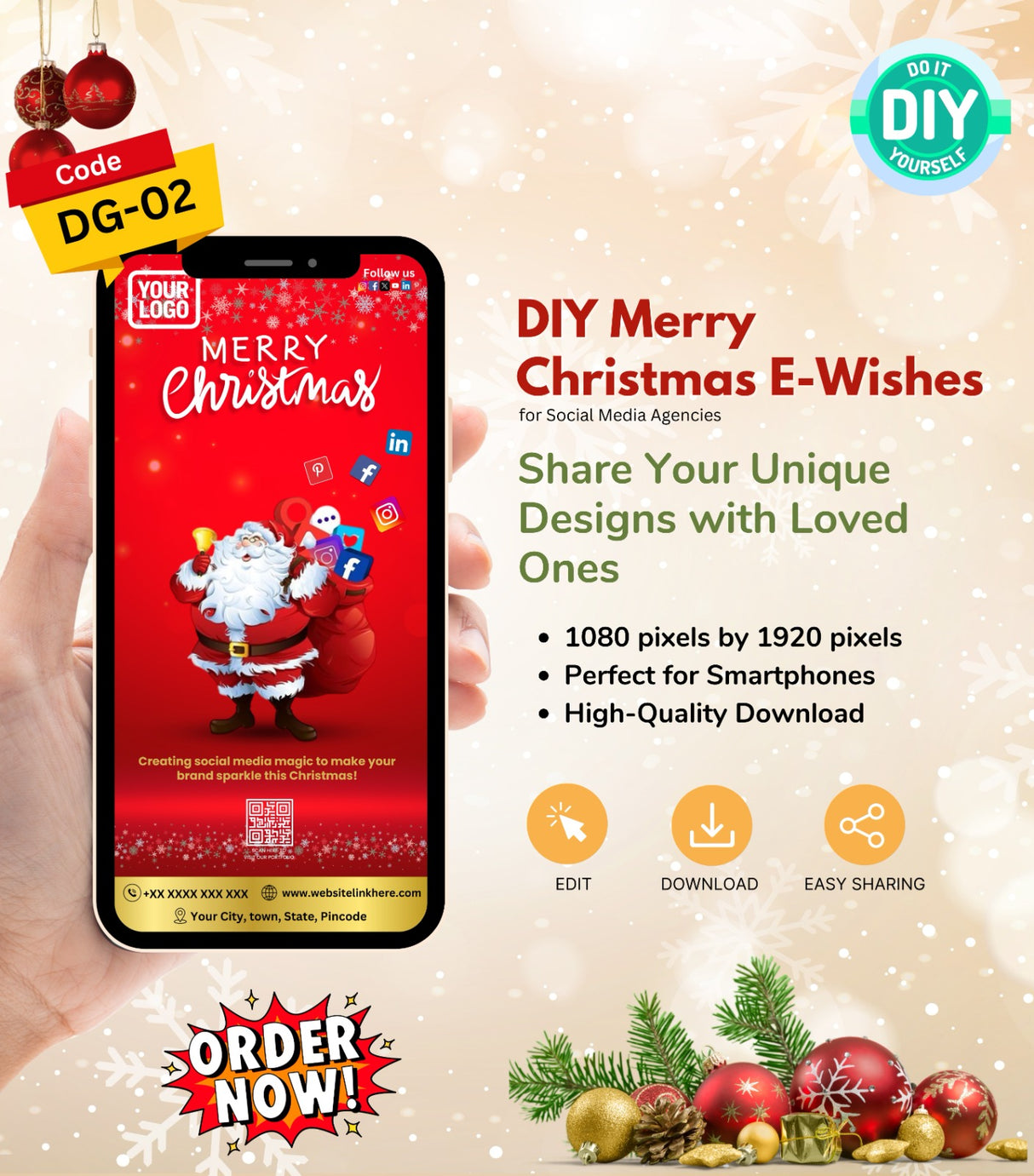 DIY Merry Christmas Wishes for Social Media Agencies | DG-02 - VideoGiri