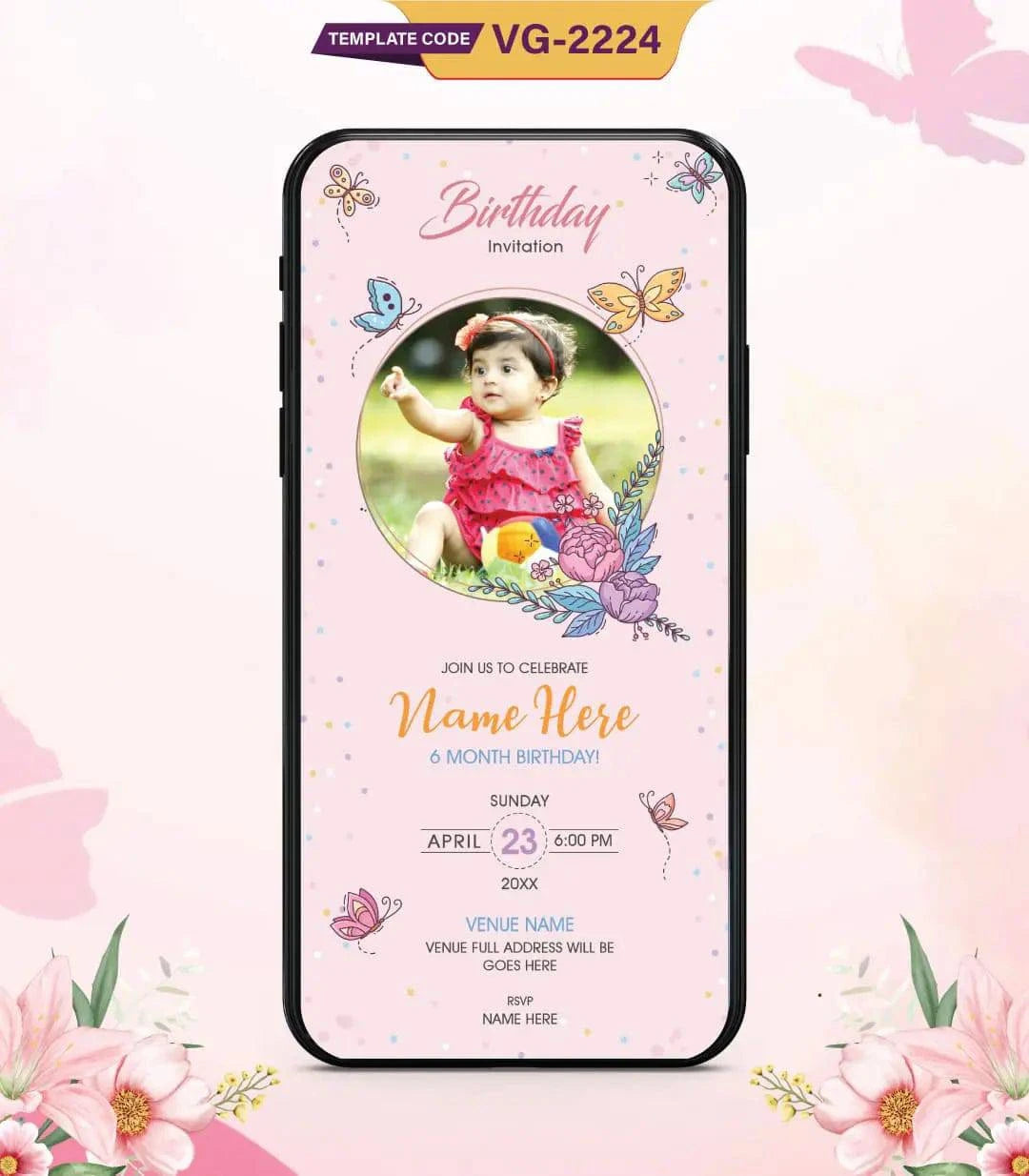 Adorable 6-Month Birthday Invitation