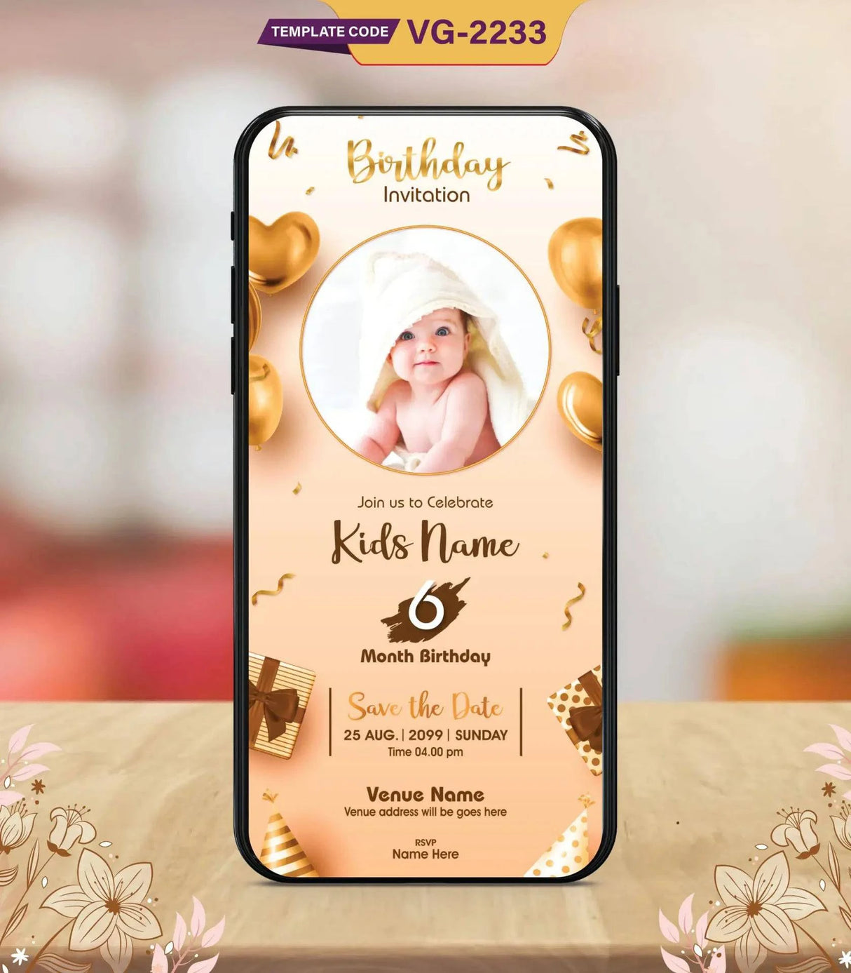 Adorable 6-Month Birthday Invitation