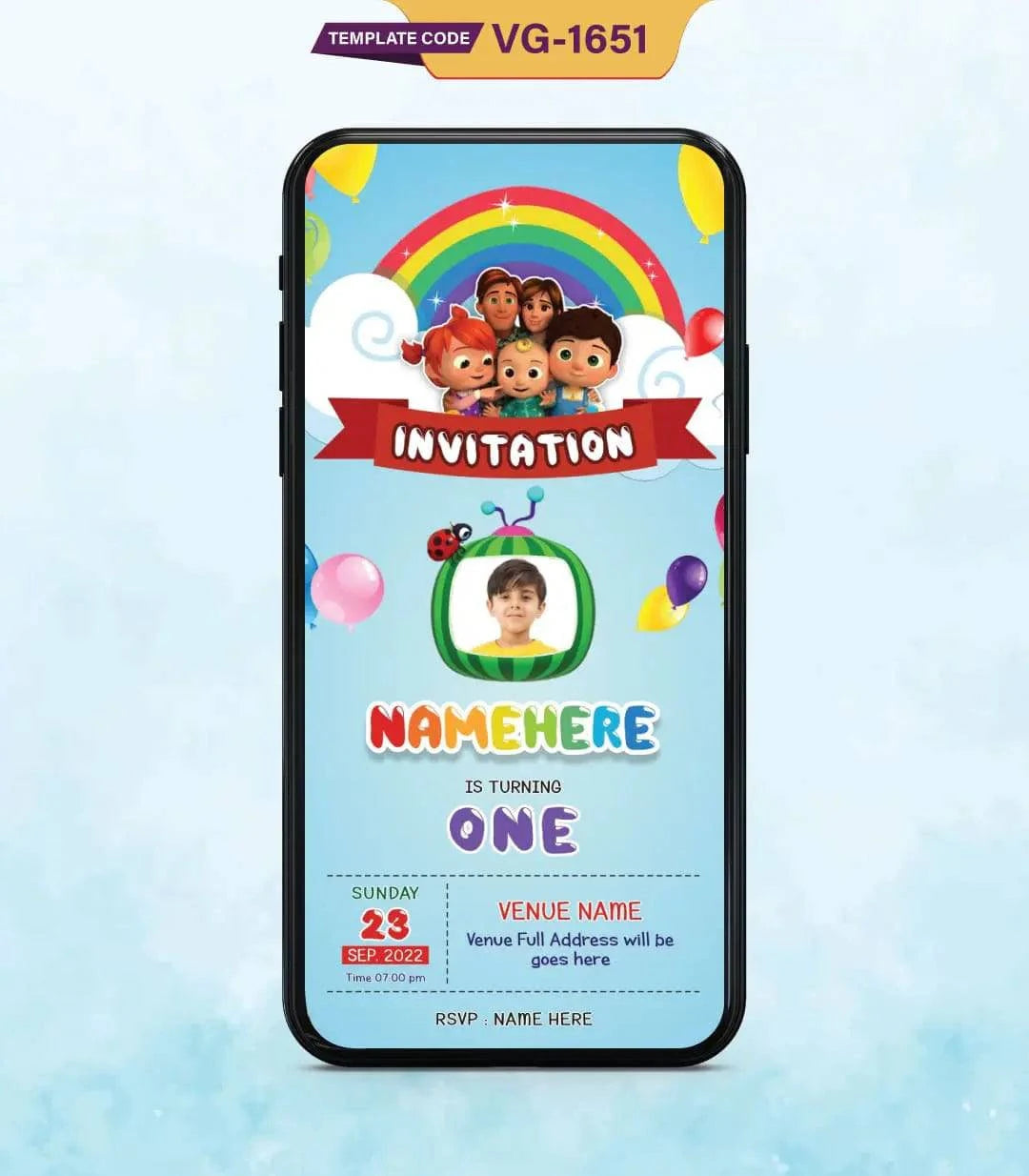 Adorable Cocomelon Birthday Invitation