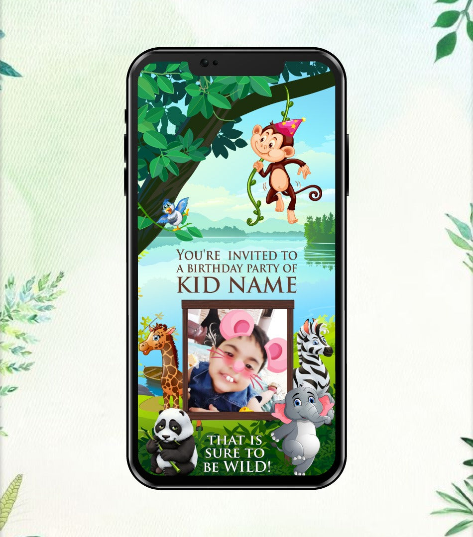 Animal Jungle Theme Birthday Invitation