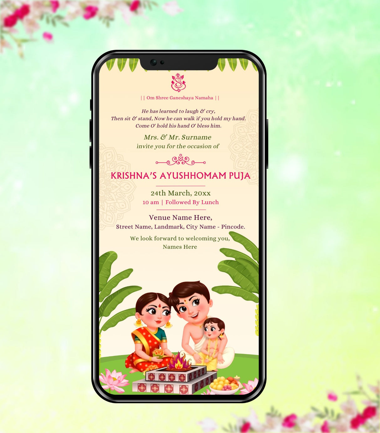 Ayush Homam Invitation Card