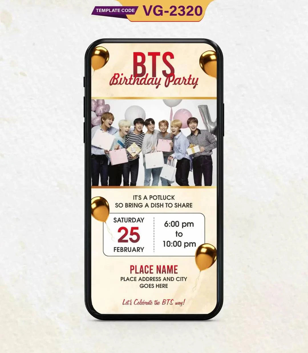 BTS Birthday Party Invitation