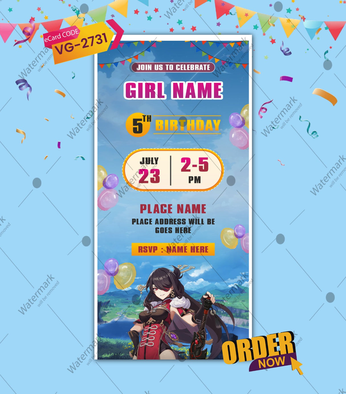 Beidou Birthday Invitation Card