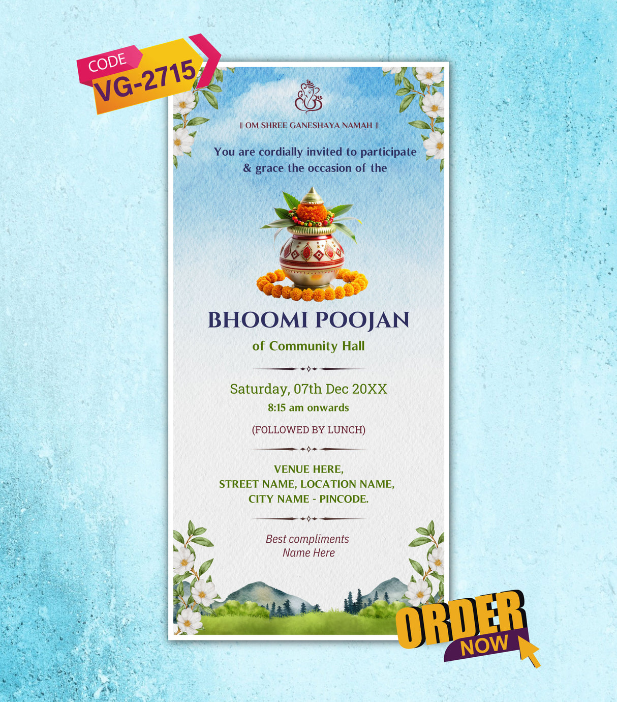 Bhoomi Poojan Invitation