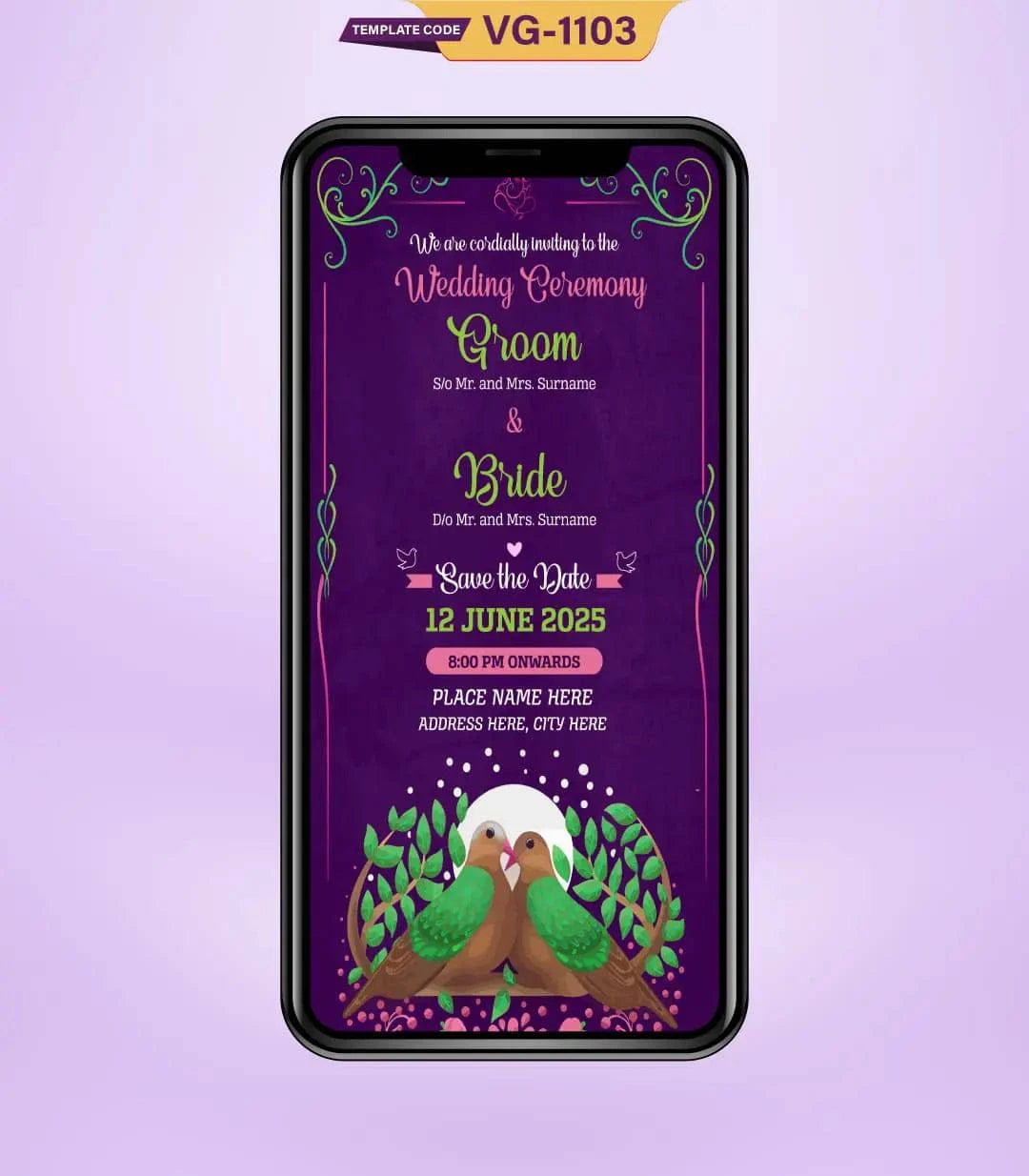 Birds Theme Wedding Invitation