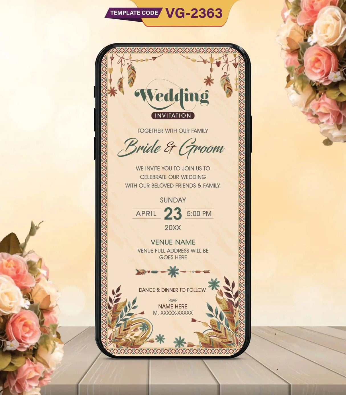 Bohemian Wedding Invitation