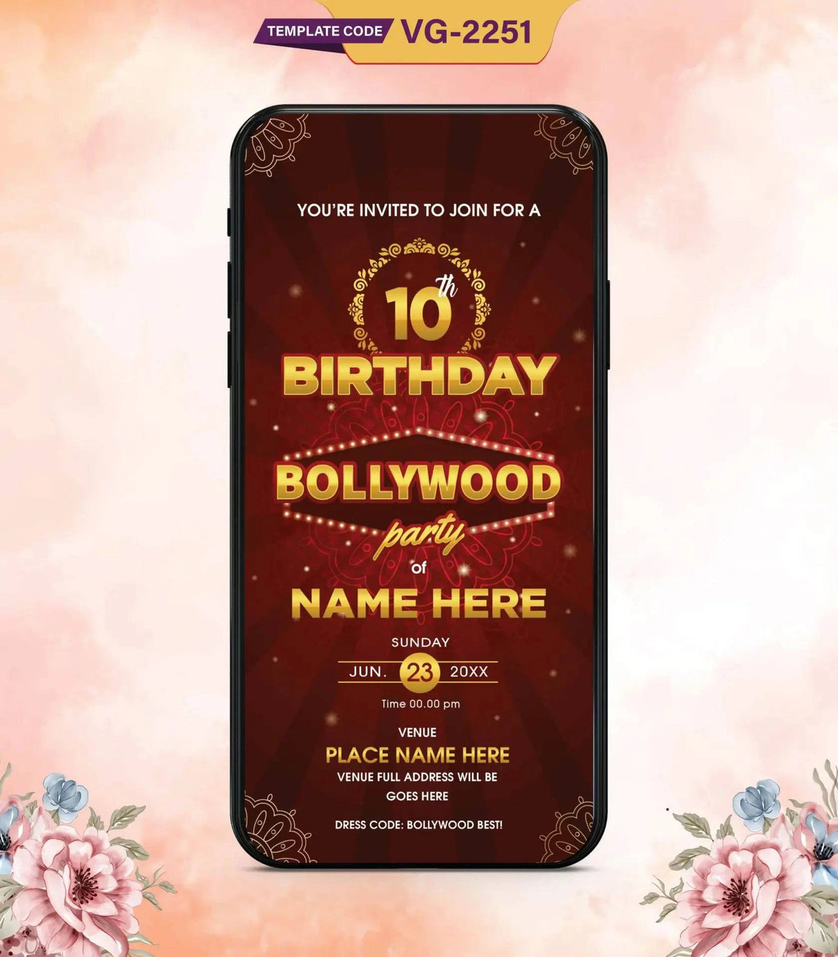 Bollywood Birthday Invitation