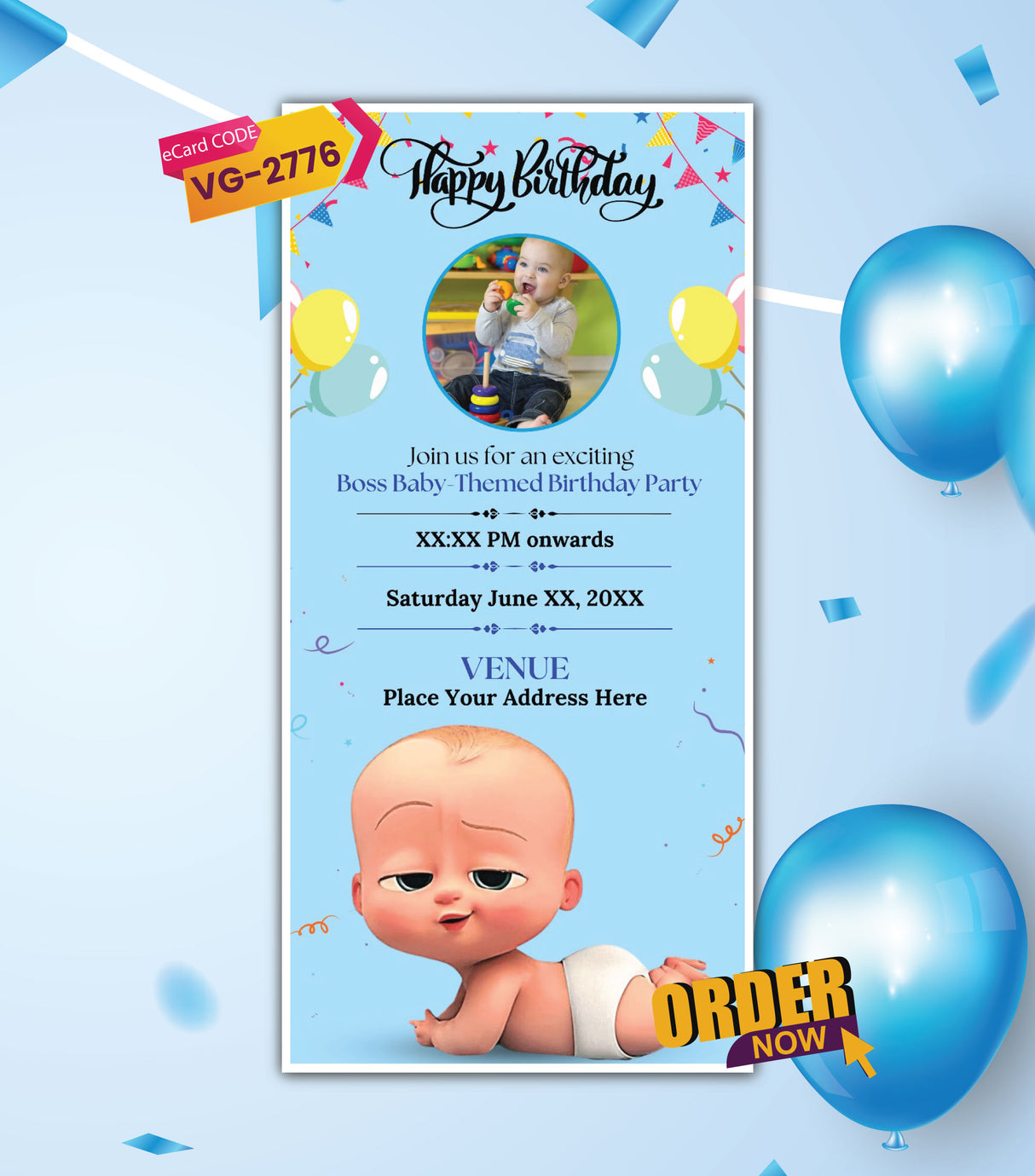 Boss Baby Birthday Invitation Card