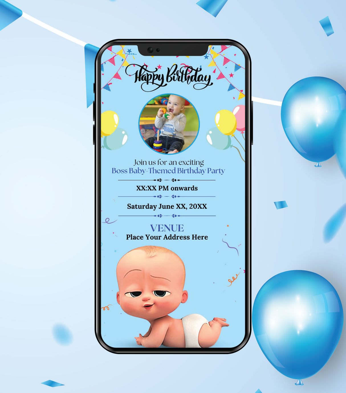 Boss Baby Birthday Invitation Card