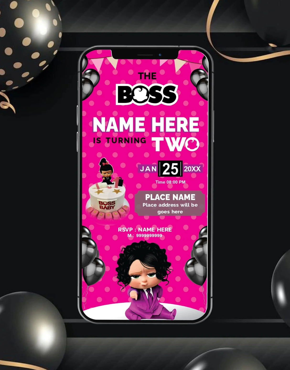 Boss Baby Girl Birthday Invitation