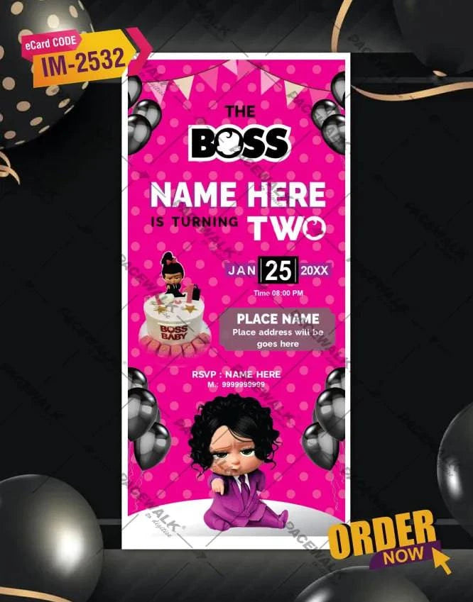 Boss Baby Girl Birthday Invitation