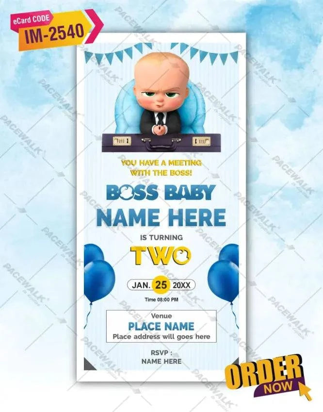 Boss Baby Second Birthday Invitation
