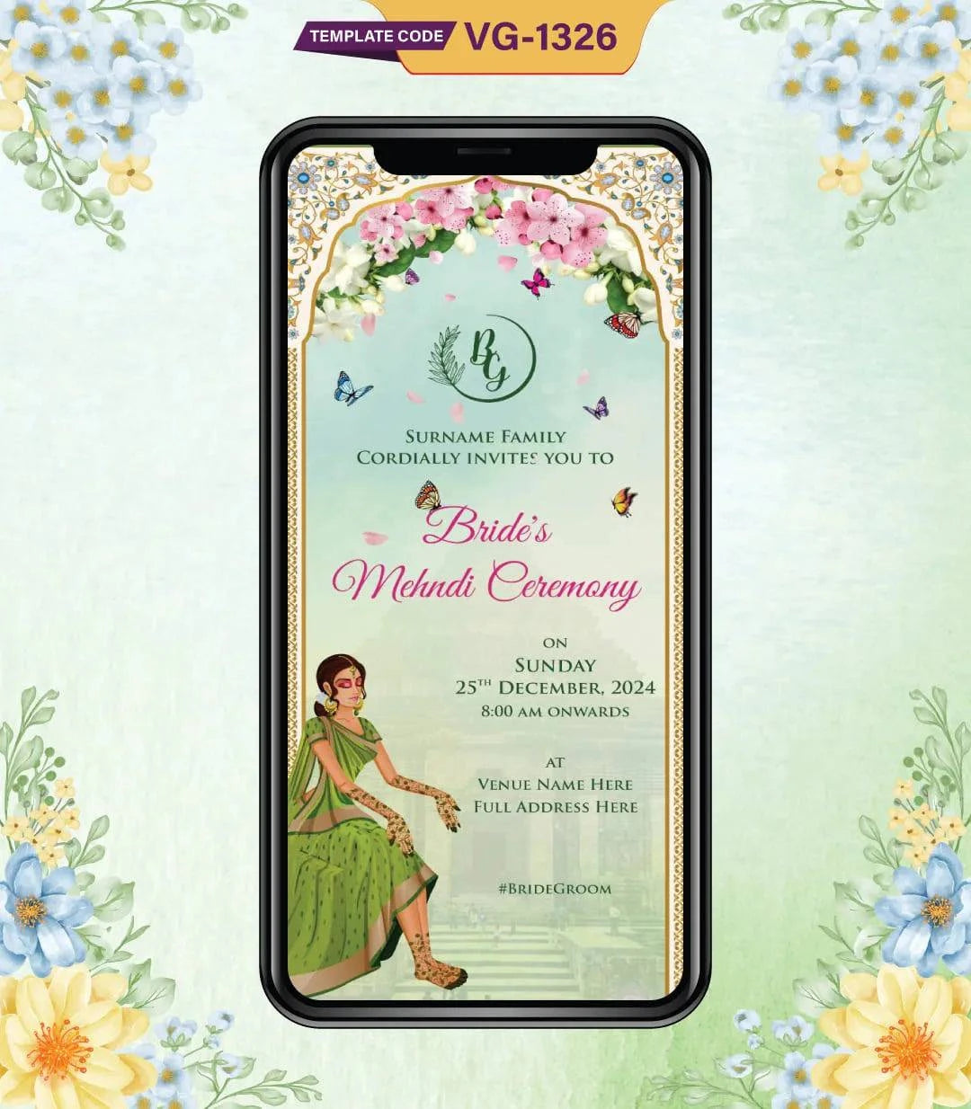 Bride Mehndi Ceremony Invitation