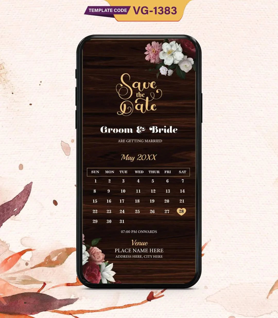 Brown Theme Wedding Invitation Card