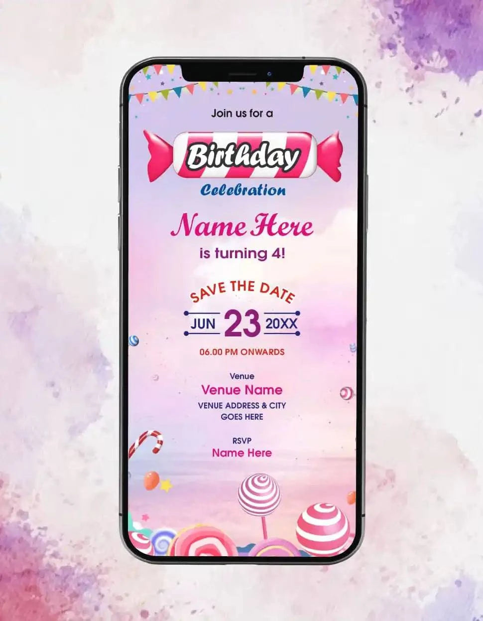 Candyland Birthday Party Invitation