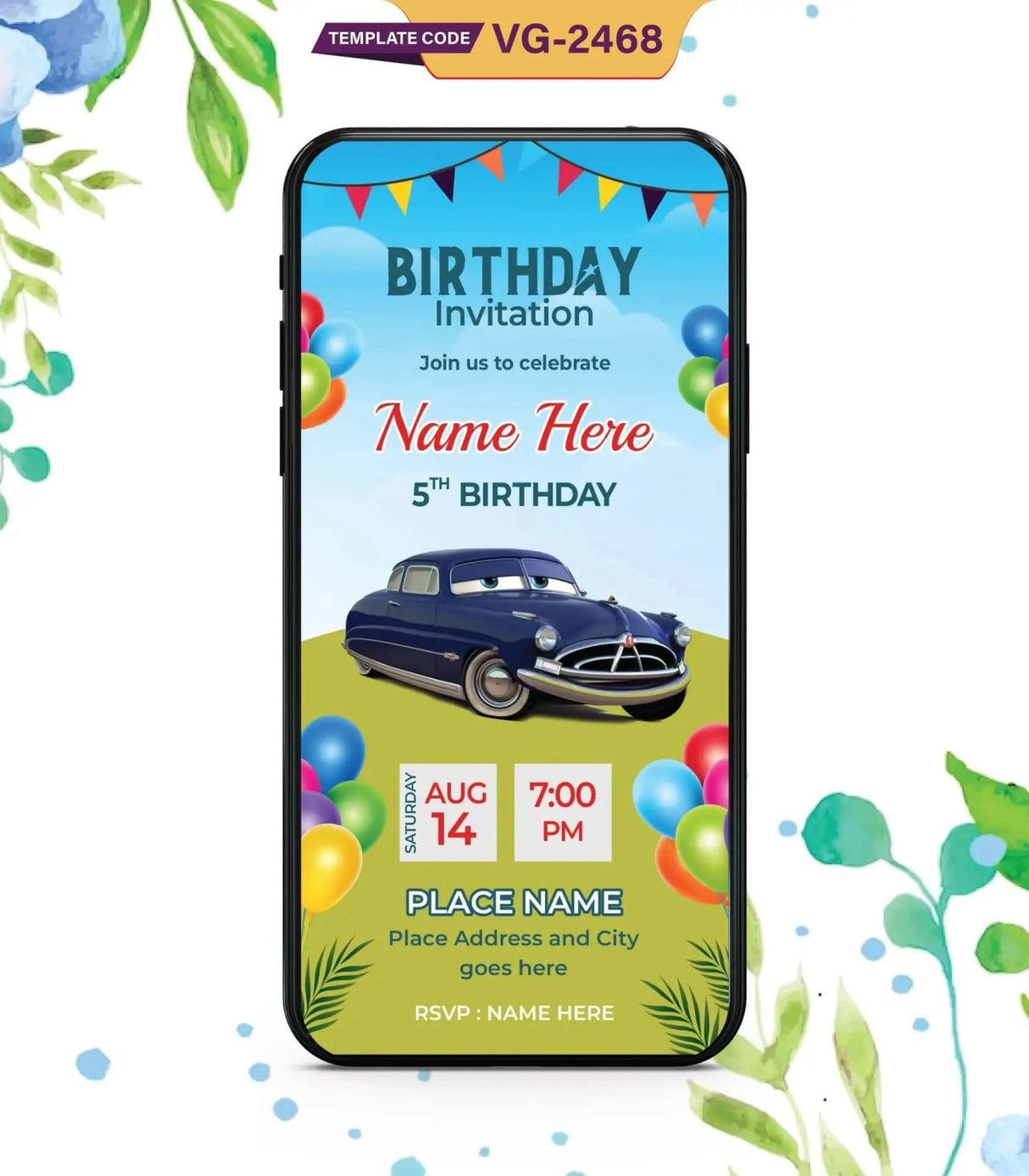 Car-Themed Birthday Invitation