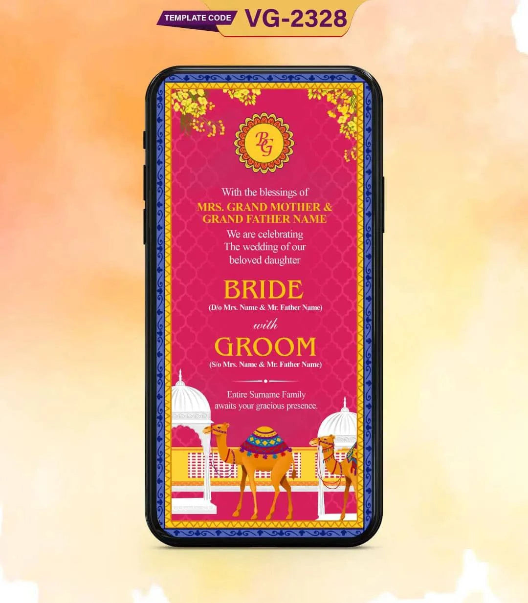 Caricature Rajasthani Wedding Invitation