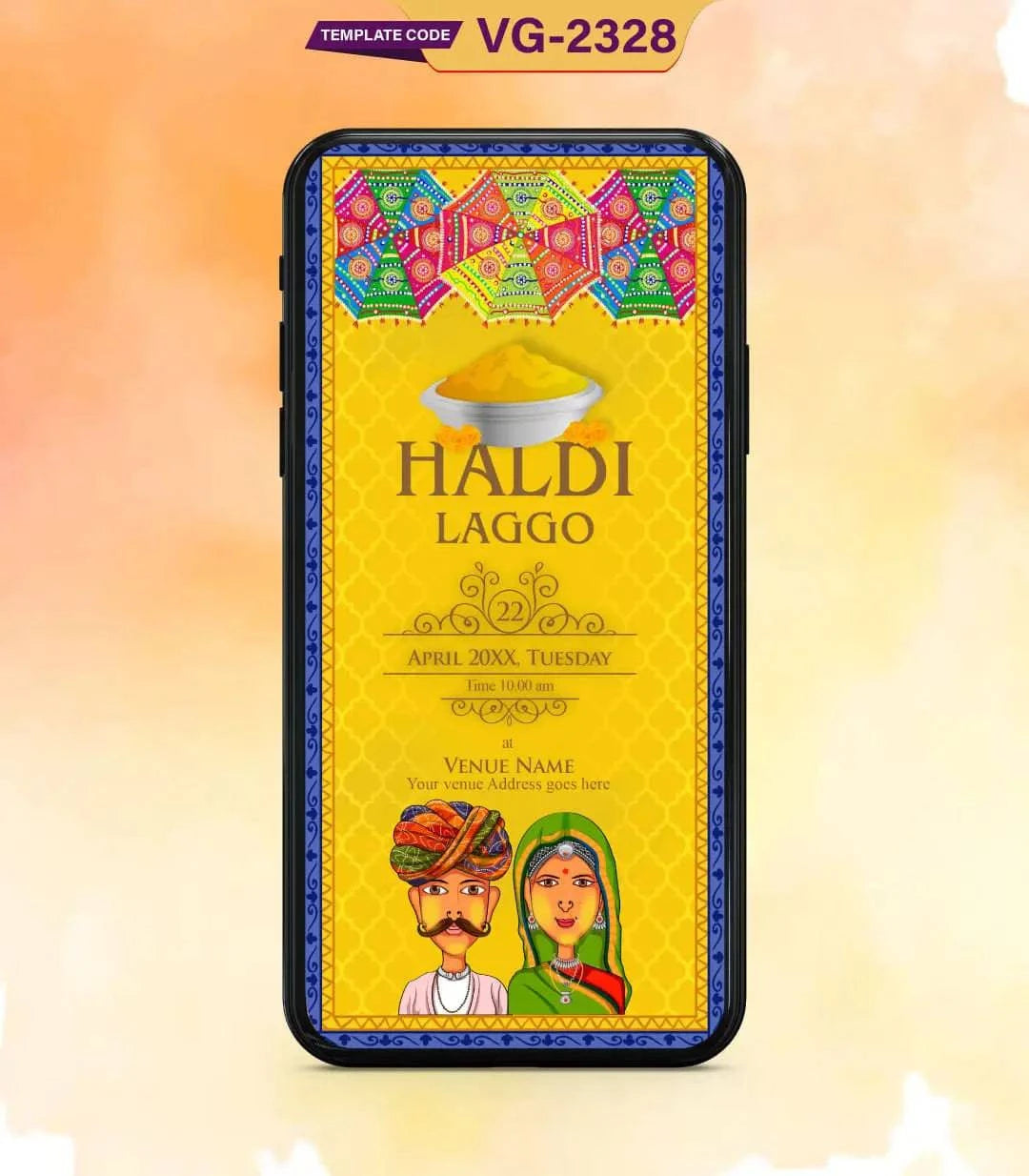 Caricature Rajasthani Wedding Invitation