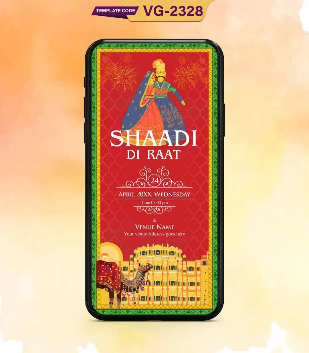 Caricature Rajasthani Wedding Invitation