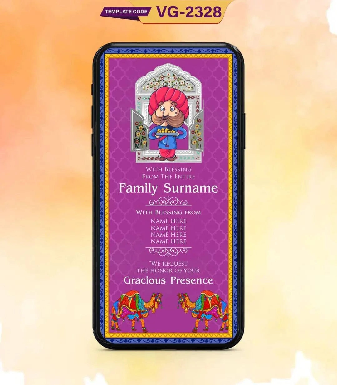 Caricature Rajasthani Wedding Invitation