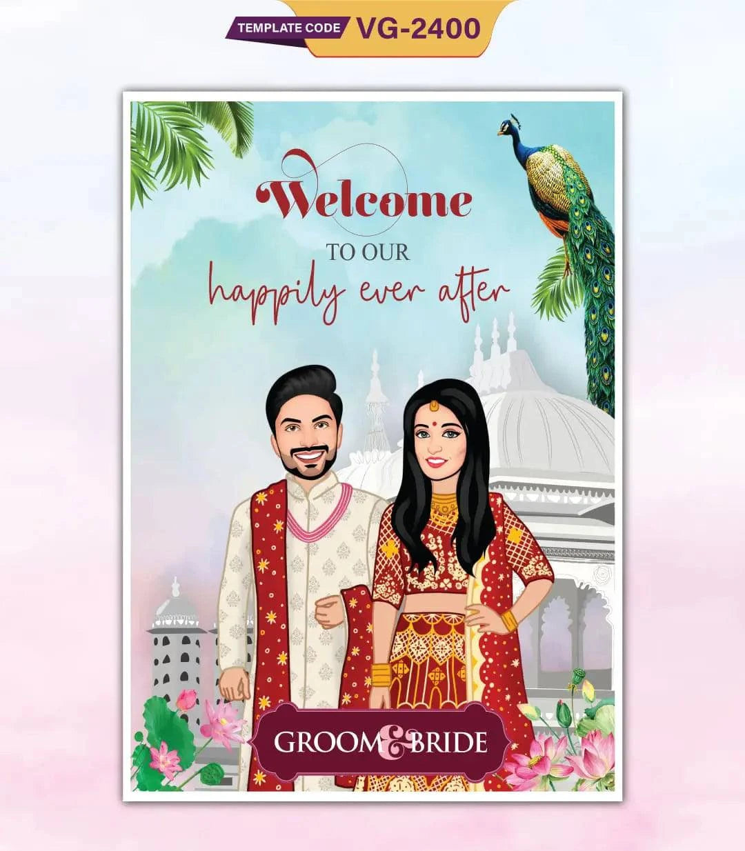 Caricature Wedding Sign Board Template