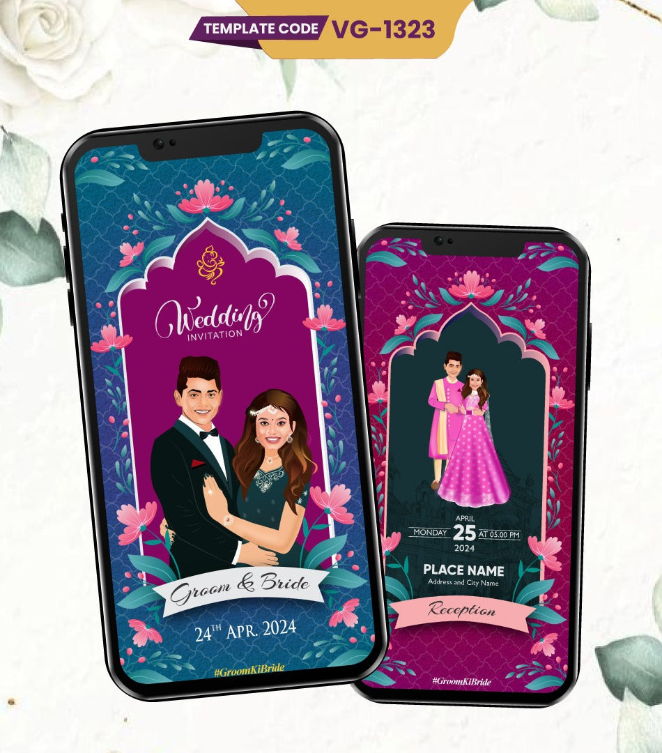 Caricature Wedding Invitation PDF Card