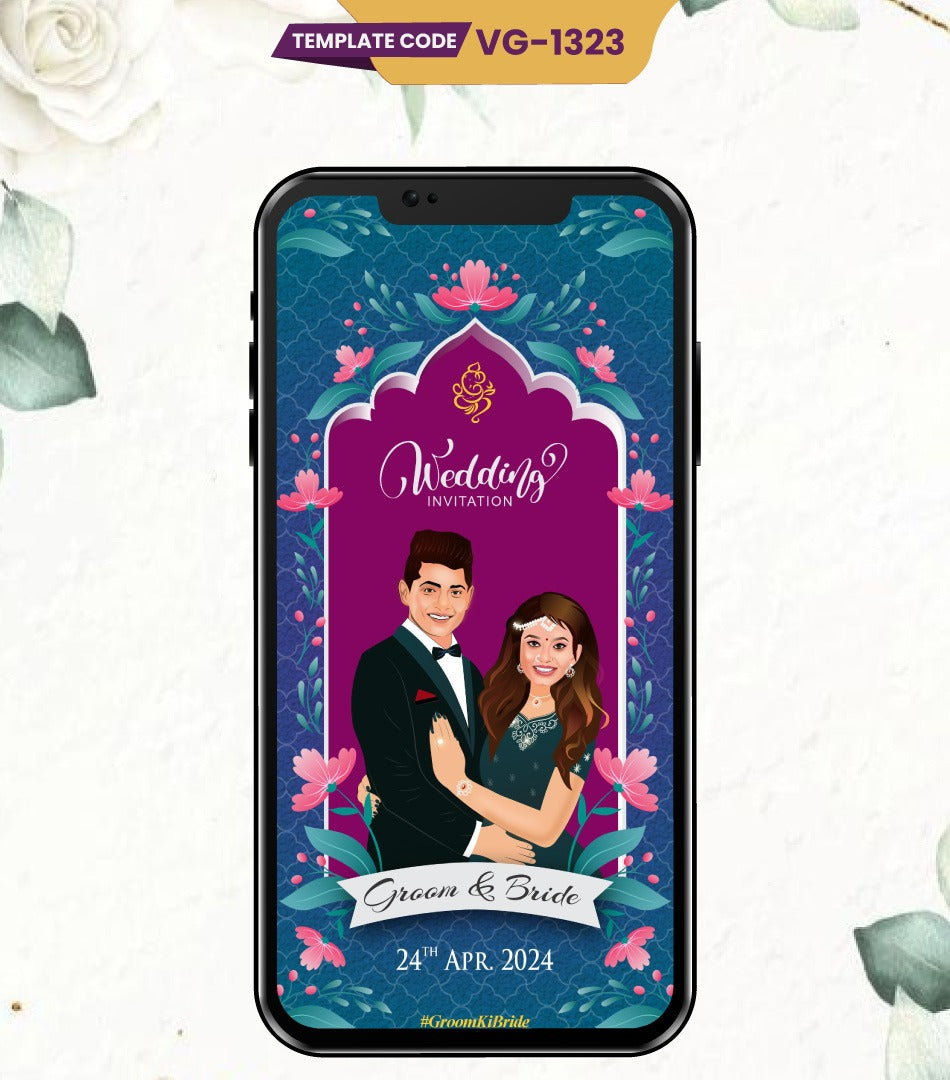 Caricature Wedding Invitation PDF Card