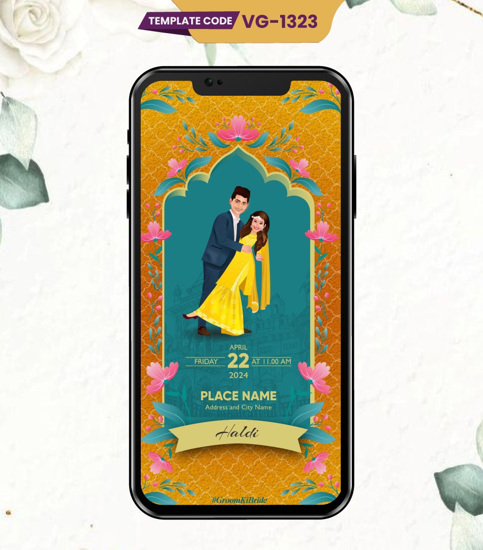 Caricature Wedding Invitation PDF Card