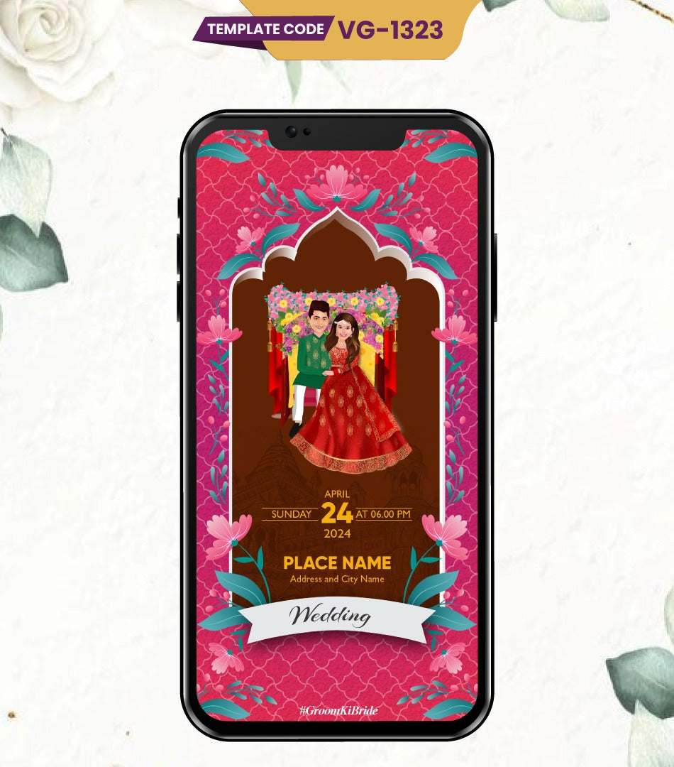 Caricature Wedding Invitation PDF Card