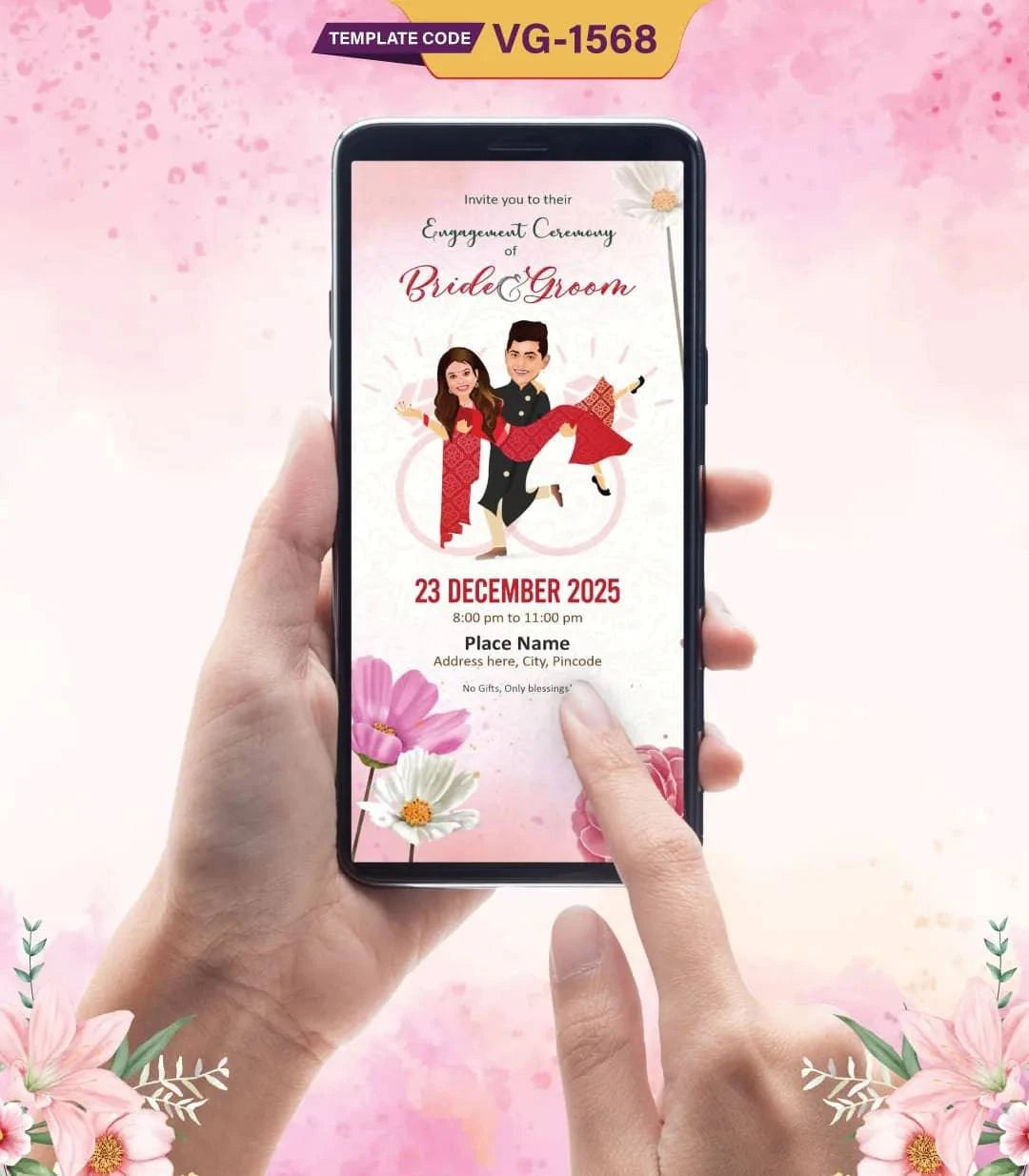 Caricature Engagement Ceremony Invitation