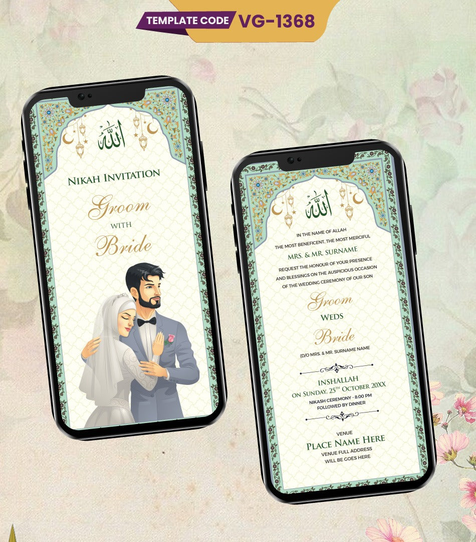 Caricature Muslim Wedding Invitation PDF