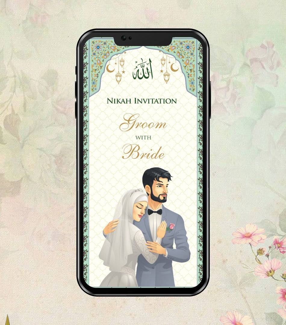Caricature Muslim Wedding Invitation PDF