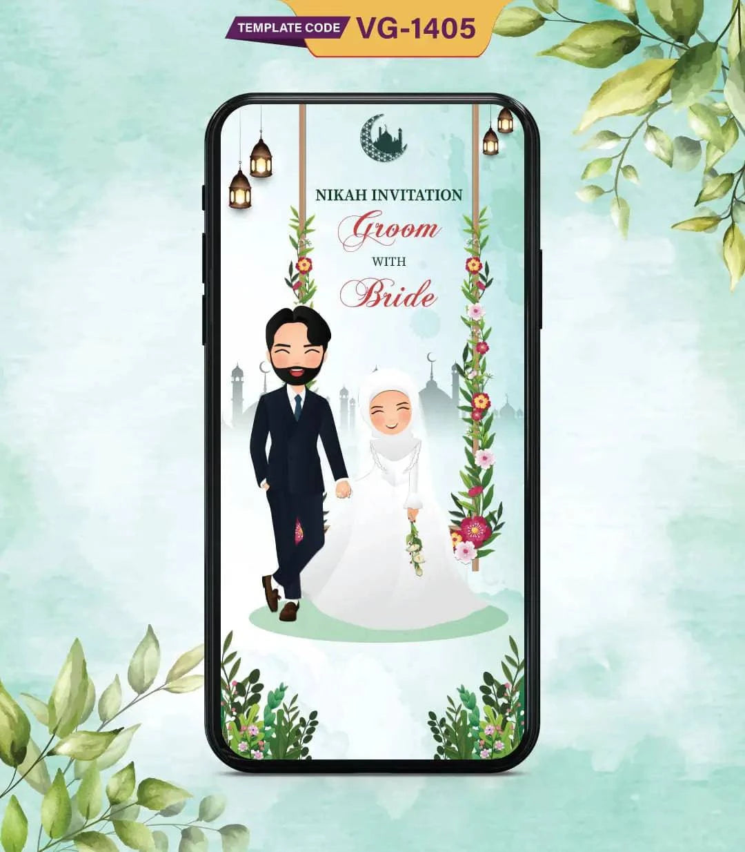 Caricature Nikah Invitation Card