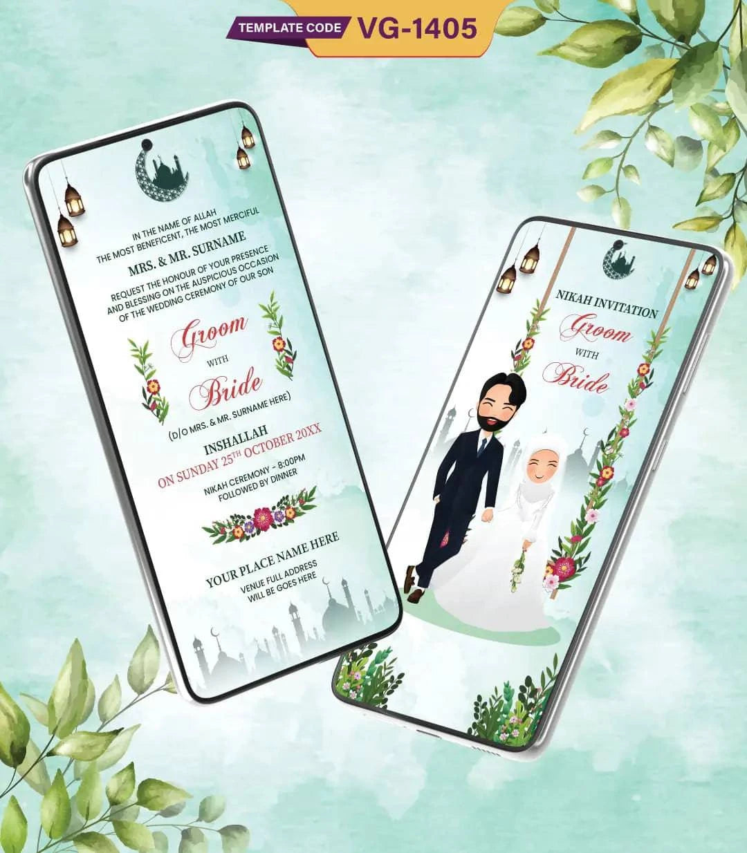 Caricature Nikah Invitation Card