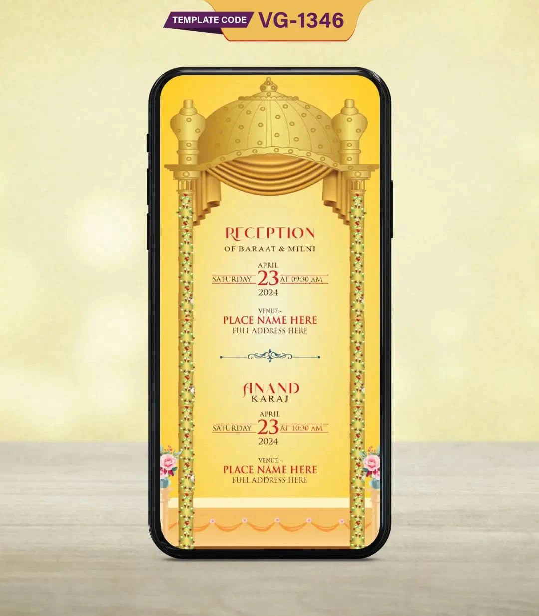 Caricature Punjabi Wedding Invitation Card