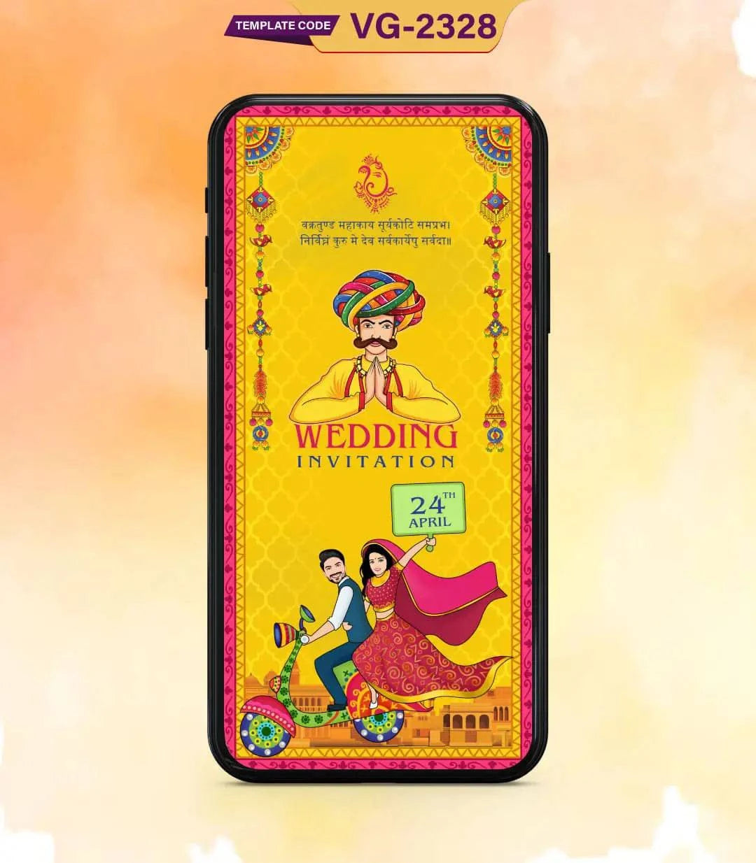 Caricature Rajasthani Wedding Invitation