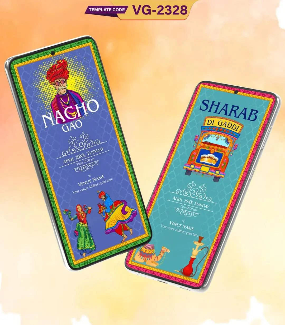 Caricature Rajasthani Wedding Invitation