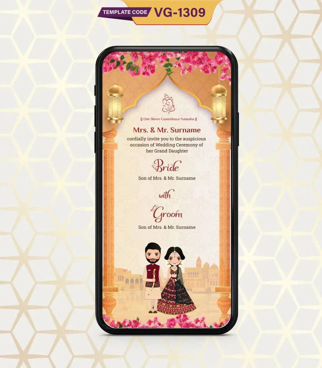 Cartoon Couple Wedding Invitation PDF Card