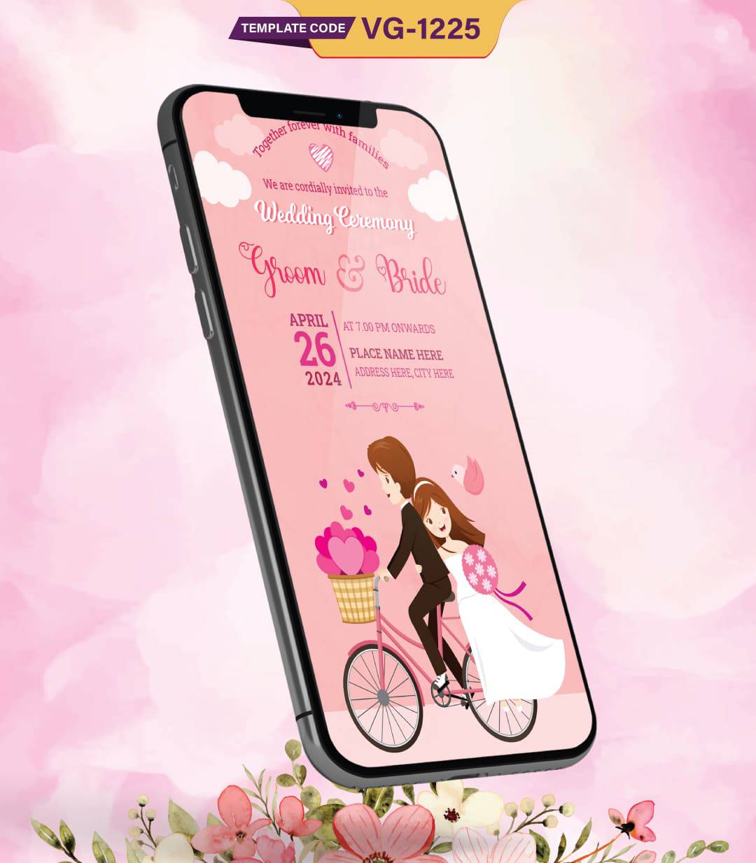 Cartoon Couple Wedding Invitation