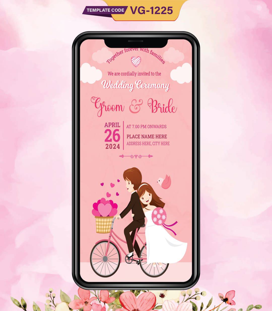 Cartoon Couple Wedding Invitation