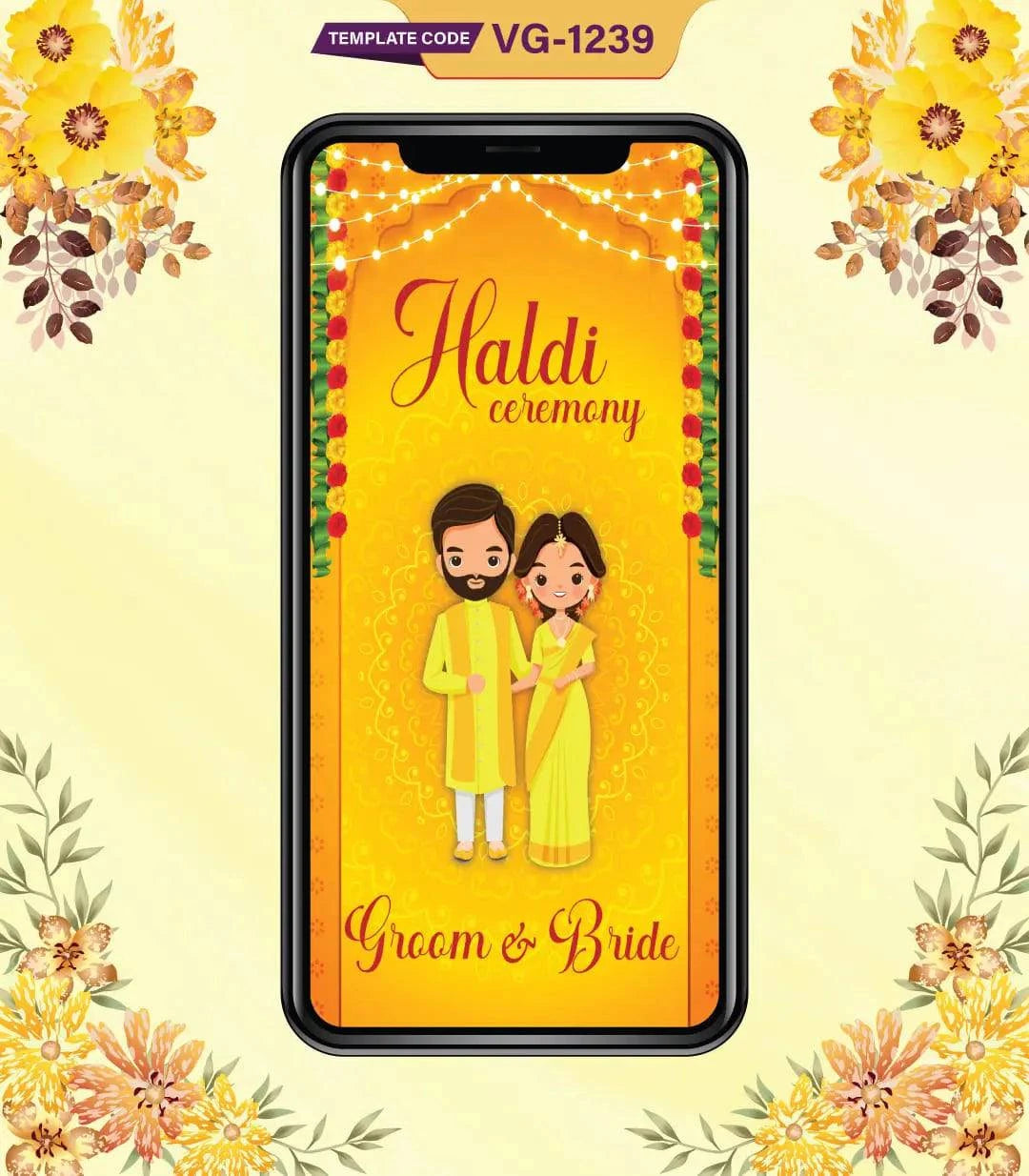 Cartoon Haldi Ceremony Invitation