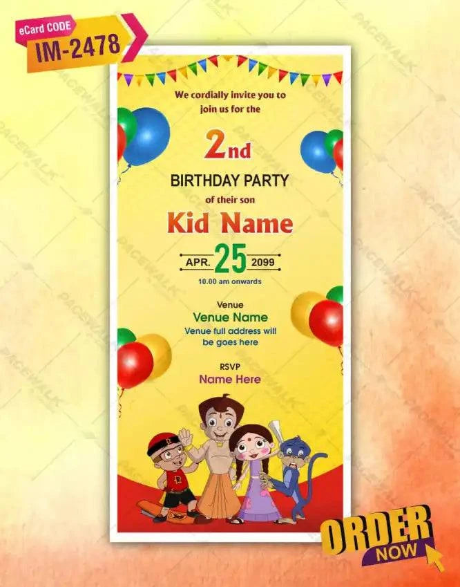Cartoon Theme Birthday Invitation