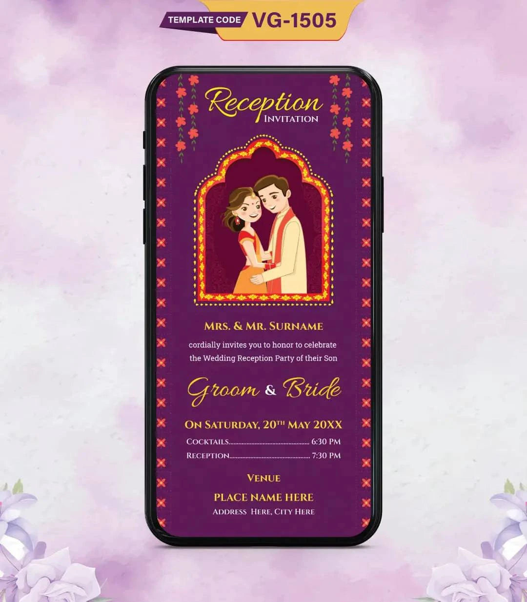 Cartoon Wedding Reception Invitation