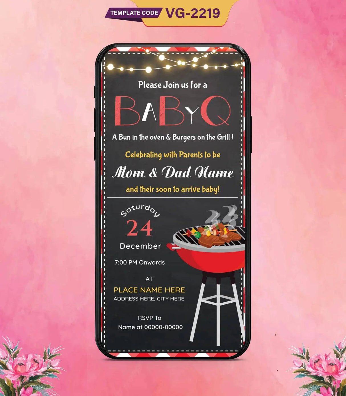 Chalkboard Baby-Q Invitation