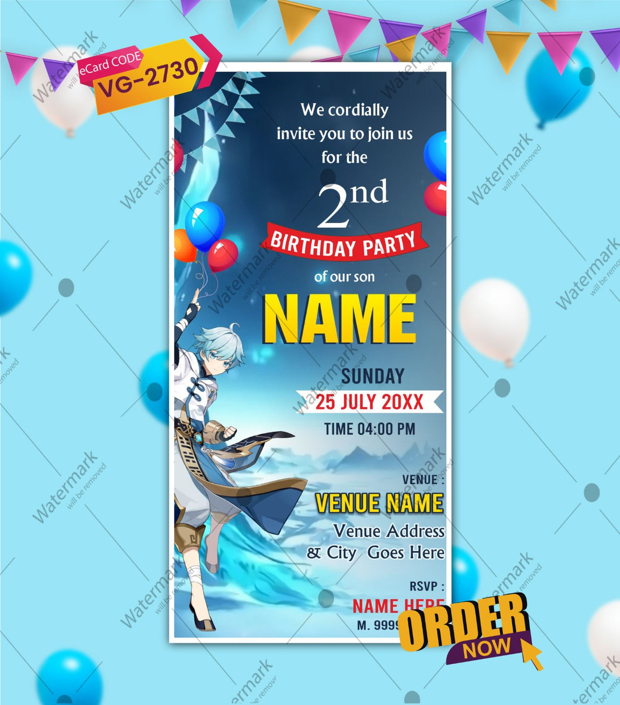 Chongyun-Themed Birthday Invitation